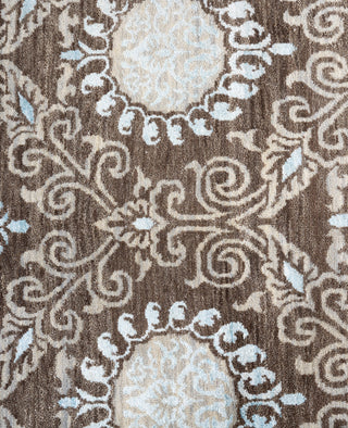 Traditional Floral Wool, Silk Hand Knotted Brown Area Rug 9' 1" x 11' 10"