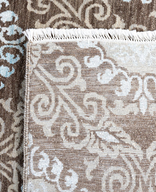 Traditional Floral Wool, Silk Hand Knotted Brown Area Rug 9' 1" x 11' 10"