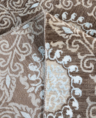 Traditional Floral Wool, Silk Hand Knotted Brown Area Rug 9' 1" x 11' 10"
