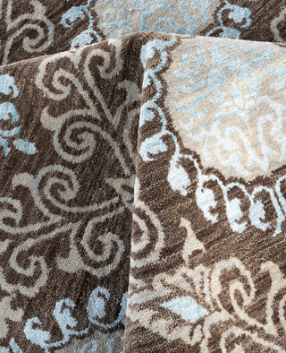 Traditional Floral Wool, Silk Hand Knotted Brown Area Rug 9' 1" x 11' 10"