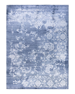 Contemporary Modern Hand Knotted Abstract Silk Gray Area Rug 9' 2" x 12' 2"