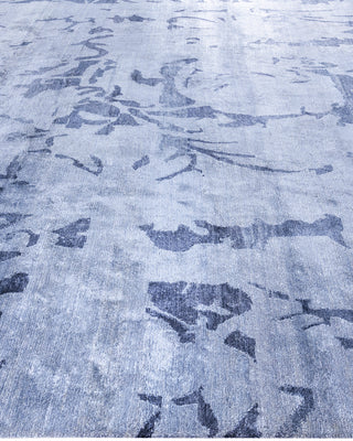 Contemporary Modern Hand Knotted Abstract Silk Gray Area Rug 9' 1" x 12' 1"