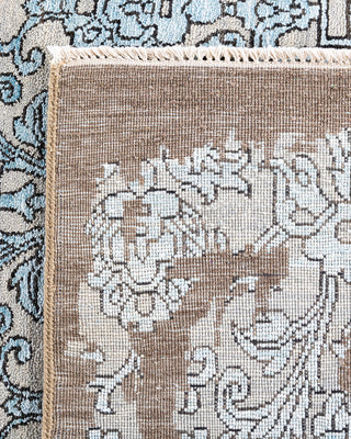 Traditional Ikat Hand Knotted Floral Silk & Wool Blend Brown Area Rug 9' 2" x 12' 4"