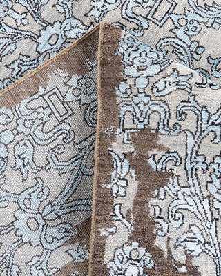 Traditional Ikat Hand Knotted Floral Silk & Wool Blend Brown Area Rug 9' 2" x 12' 4"