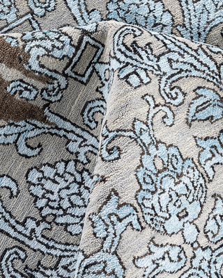 Traditional Ikat Hand Knotted Floral Silk & Wool Blend Brown Area Rug 9' 2" x 12' 4"