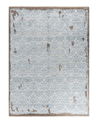 Traditional Ikat Hand Knotted Floral Silk & Wool Blend Brown Area Rug 9' 2" x 12' 4"