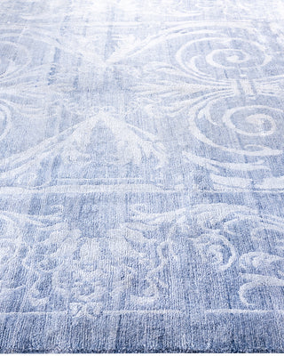 Contemporary Modern Hand Knotted Abstract Silk Gray Area Rug 8' 1" x 10' 1"