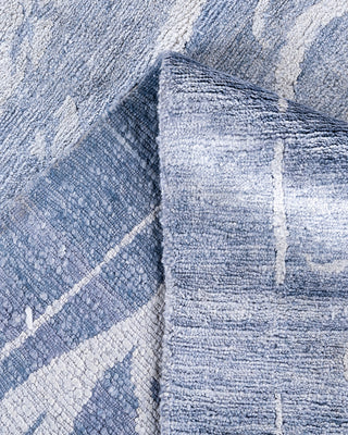 Contemporary Modern Hand Knotted Abstract Silk Gray Area Rug 8' 1" x 10' 1"
