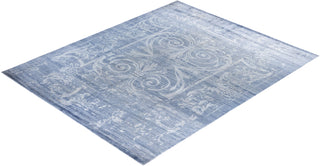 Contemporary Modern Hand Knotted Abstract Silk Gray Area Rug 8' 1" x 10' 1"