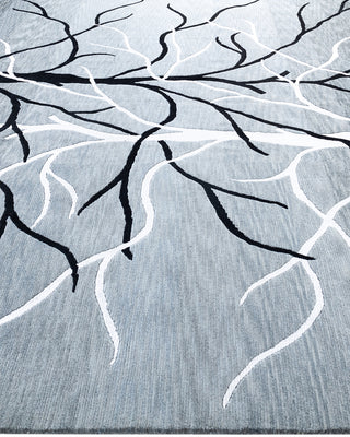 Contemporary Modern Hand Knotted Abstract Silk & Wool Blend Gray Area Rug 9' 0" x 12' 0"