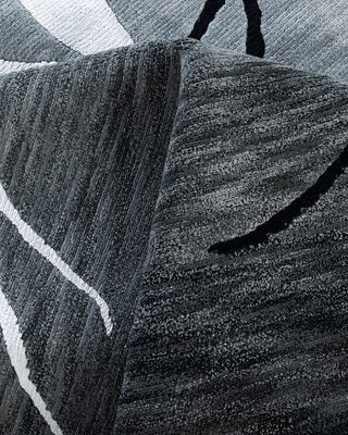 Contemporary Modern Hand Knotted Abstract Silk & Wool Blend Gray Area Rug 9' 0" x 12' 0"