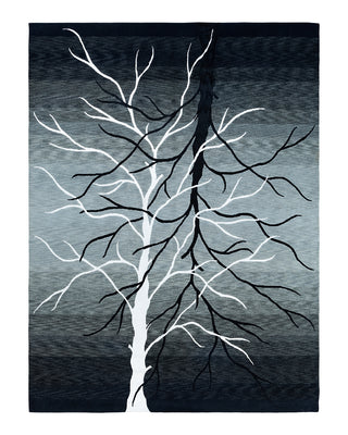 Contemporary Modern Hand Knotted Abstract Silk & Wool Blend Gray Area Rug 9' 0" x 12' 0"