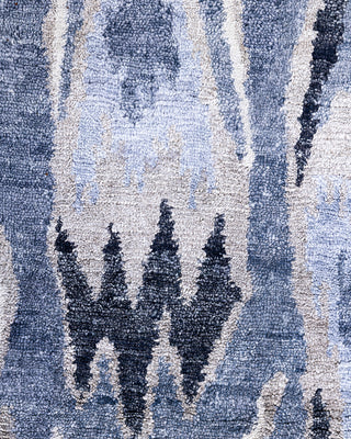 Traditional Ikat Hand Knotted Abstract Silk Gray Area Rug 8' 0" x 10' 0"
