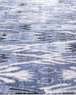 Traditional Ikat Hand Knotted Abstract Silk Gray Area Rug 8' 0" x 10' 0"