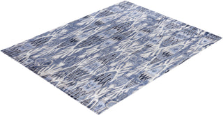 Traditional Ikat Hand Knotted Abstract Silk Gray Area Rug 8' 0" x 10' 0"