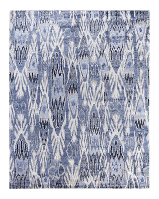 Traditional Ikat Hand Knotted Abstract Silk Gray Area Rug 8' 0" x 10' 0"