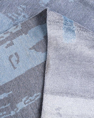 Contemporary Modern Hand Knotted Abstract Silk Gray Area Rug 8' 0" x 10' 0"