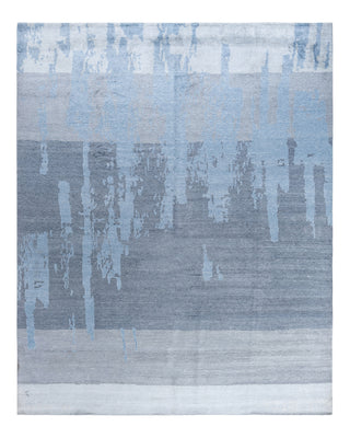 Contemporary Modern Hand Knotted Abstract Silk Gray Area Rug 8' 0" x 10' 0"