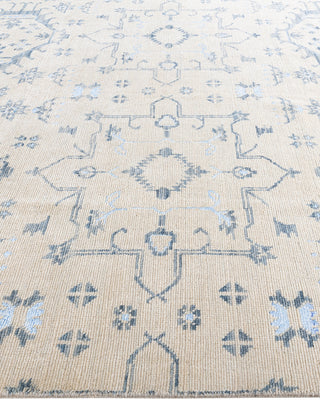 Contemporary Modern Hand Knotted Geometric Silk & Wool Blend Beige Area Rug 8' 0" x 10' 2"