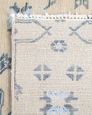Contemporary Modern Hand Knotted Geometric Silk & Wool Blend Beige Area Rug 8' 0" x 10' 2"