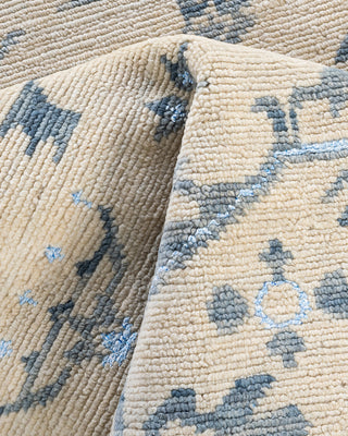 Contemporary Modern Hand Knotted Geometric Silk & Wool Blend Beige Area Rug 8' 0" x 10' 2"