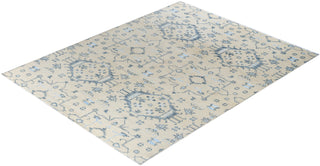Contemporary Modern Hand Knotted Geometric Silk & Wool Blend Beige Area Rug 8' 0" x 10' 2"
