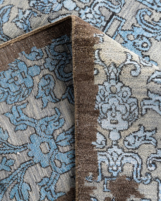 Traditional Ikat Hand Knotted Abstract Silk & Wool Blend Brown Area Rug 9' 2" x 12' 1"