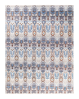 Traditional Ikat Hand Knotted Floral Wool Beige Area Rug 7' 10" x 10' 0"