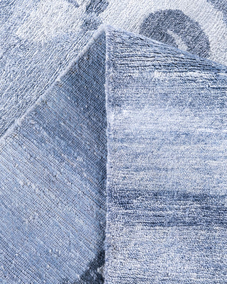 Contemporary Modern Hand Knotted Abstract Silk Gray Area Rug 9' 1" x 11' 10"