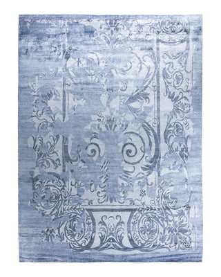 Contemporary Modern Hand Knotted Abstract Silk Gray Area Rug 9' 1" x 11' 10"