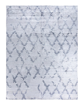 Contemporary Modern Hand Knotted Abstract Silk Beige Area Rug 9' 0" x 11' 9"