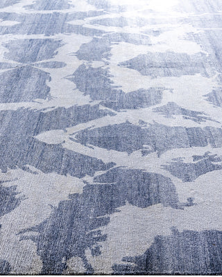 Contemporary Modern Hand Knotted Abstract Silk Gray Area Rug 9' 2" x 11' 10"