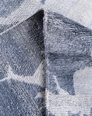 Contemporary Modern Hand Knotted Abstract Silk Gray Area Rug 9' 2" x 11' 10"