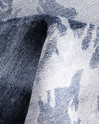 Contemporary Modern Hand Knotted Abstract Silk Gray Area Rug 9' 2" x 11' 10"