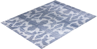 Contemporary Modern Hand Knotted Abstract Silk Gray Area Rug 9' 2" x 11' 10"