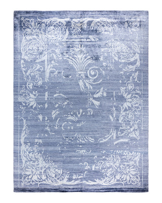 Contemporary Modern Hand Knotted Abstract Silk Purple Area Rug 9' 2" x 12' 3"