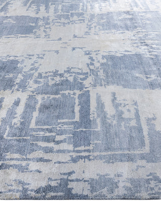 Contemporary Modern Hand Knotted Abstract Silk Gray Area Rug 9' 1" x 12' 2"