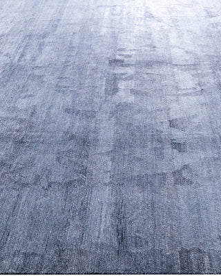 Contemporary Modern Hand Knotted Abstract Silk Gray Area Rug 9' 1" x 12' 1"