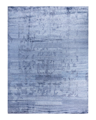Contemporary Modern Hand Knotted Abstract Silk Gray Area Rug 9' 1" x 12' 1"