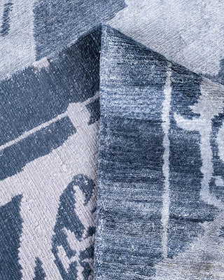 Contemporary Modern Hand Knotted Abstract Silk Gray Area Rug 9' 2" x 12' 2"