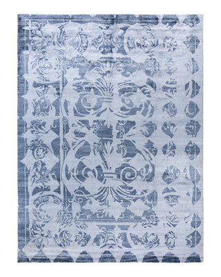 Contemporary Modern Hand Knotted Abstract Silk Gray Area Rug 9' 2" x 12' 2"