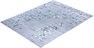 Contemporary Modern Hand Knotted Abstract Silk Gray Area Rug 9' 2" x 12' 3"