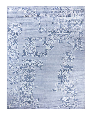 Contemporary Modern Hand Knotted Abstract Silk Gray Area Rug 9' 2" x 12' 3"