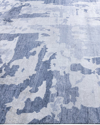 Contemporary Modern Hand Knotted Abstract Silk Gray Area Rug 9' 2" x 12' 0"