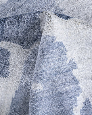 Contemporary Modern Hand Knotted Abstract Silk Gray Area Rug 9' 2" x 12' 0"