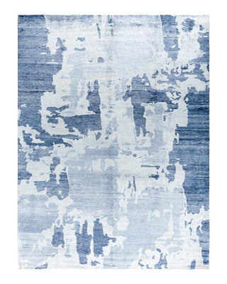 Contemporary Modern Hand Knotted Abstract Silk Gray Area Rug 9' 2" x 12' 0"