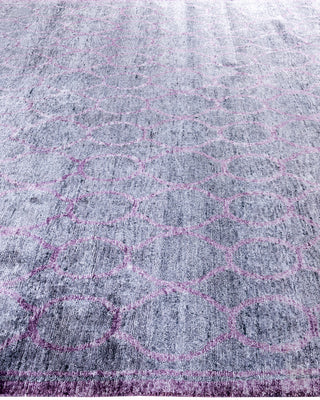Contemporary Modern Hand Knotted Floral Silk Gray Area Rug 7' 10" x 10' 1"