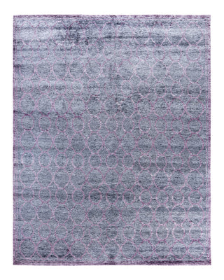 Contemporary Modern Hand Knotted Floral Silk Gray Area Rug 7' 10" x 10' 1"