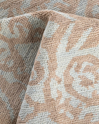 Contemporary Modern Hand Knotted Floral Wool Brown Area Rug 8' 0" x 9' 10"