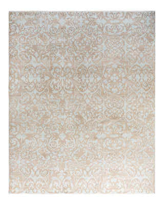 Contemporary Modern Hand Knotted Floral Wool Brown Area Rug 8' 0" x 9' 10"
